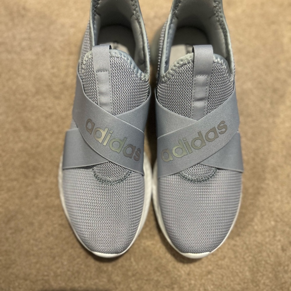 Adidas Womens Light Gray Slip-On Sneakers - Picture 2 of 5